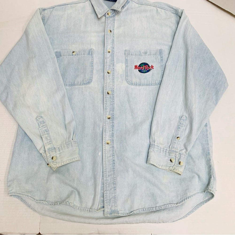 Vintage Hard Rock Cafe NY faded lightweight cotton denim mens size large